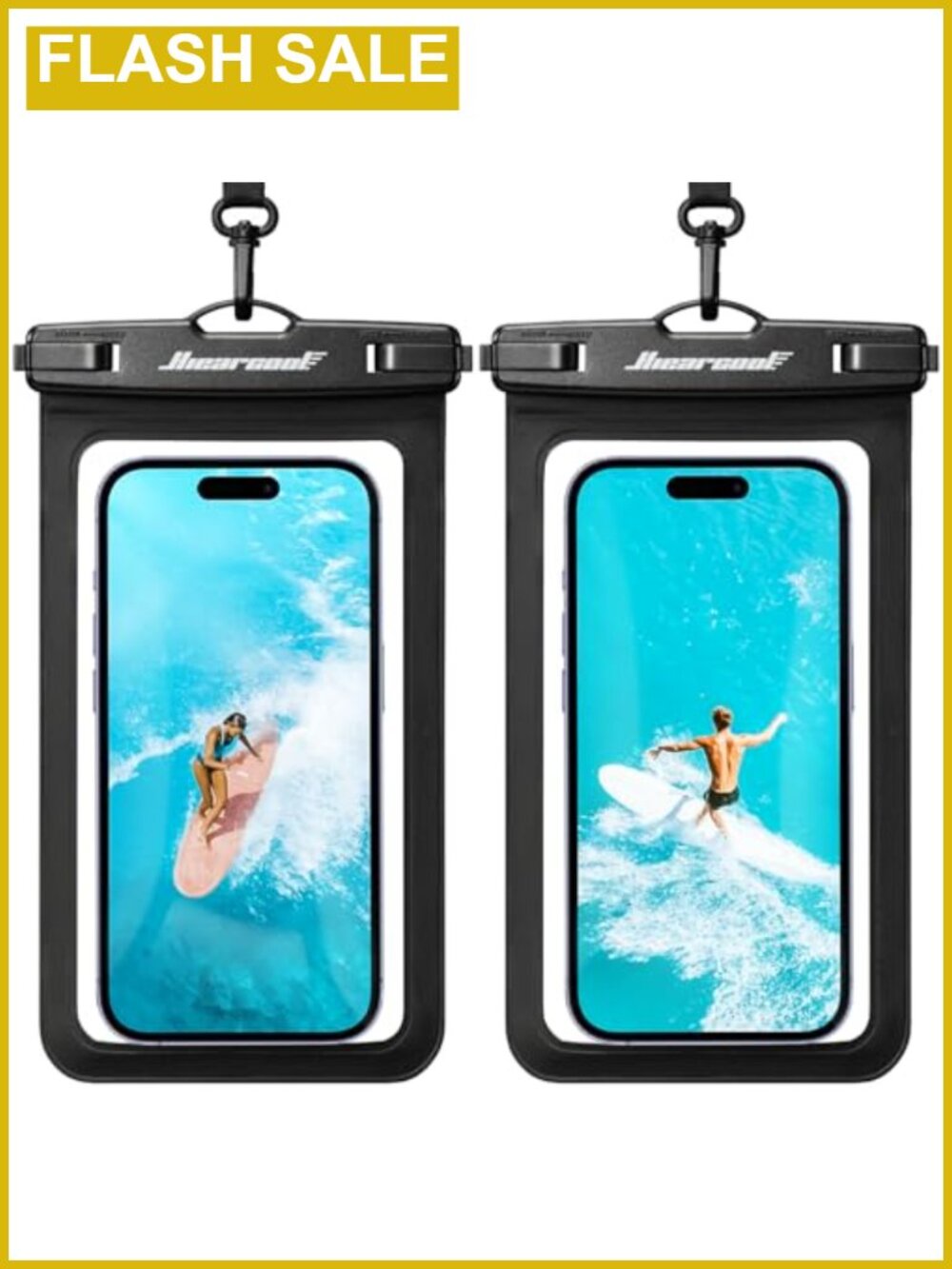 Waterproof Phone Pouch IPX8 2-Pack with Adjustable Lanyard for Beach
